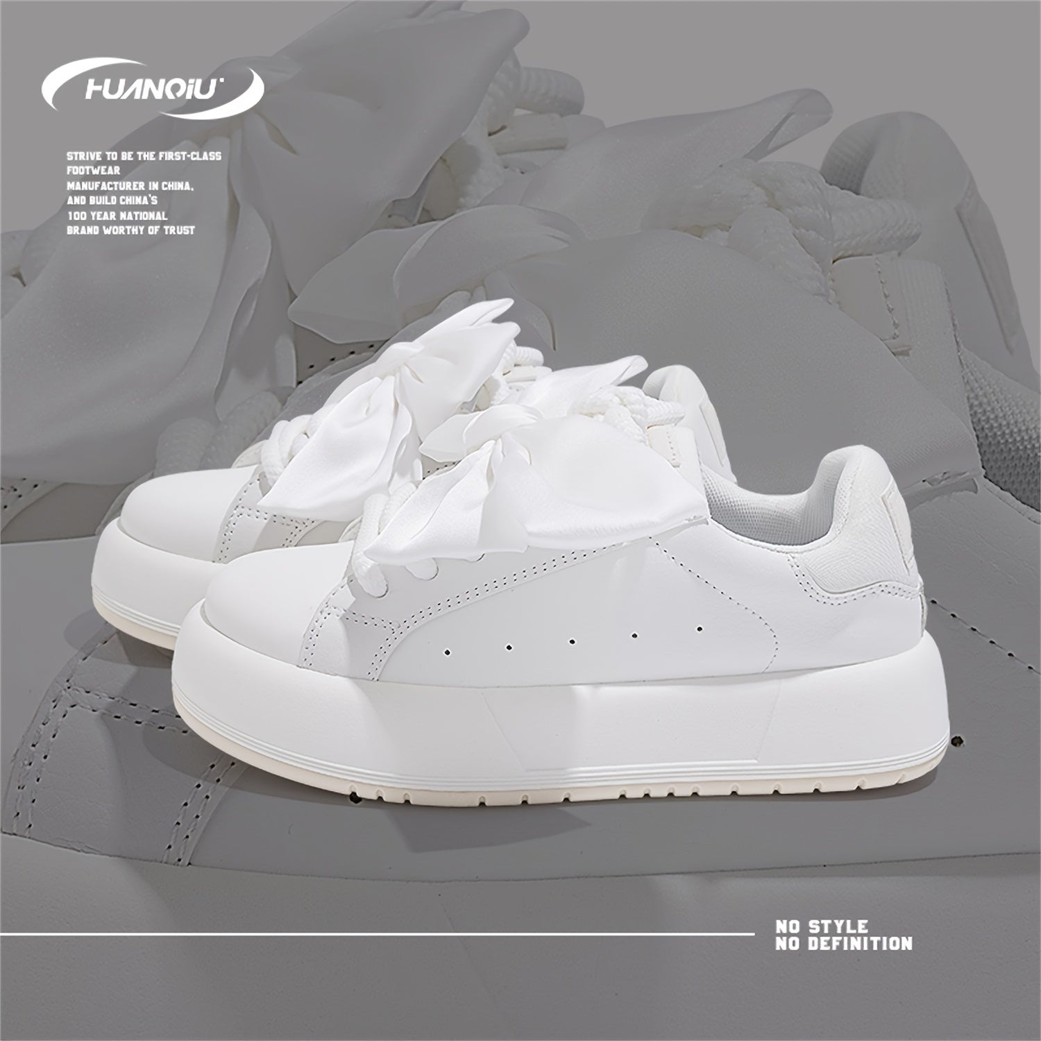 Women's Skate Shoes Bow Decor Lightweight Platform Sneakers