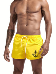 Men's Anchor Print Swim Shorts with Drawstring