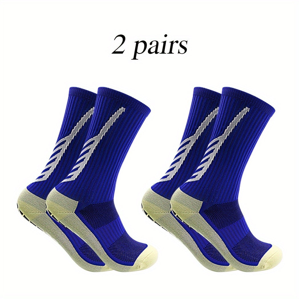 2 Pairs Grip Pads Non Slip Football Socks Outdoor Sports Soccer Rugby Basketball
