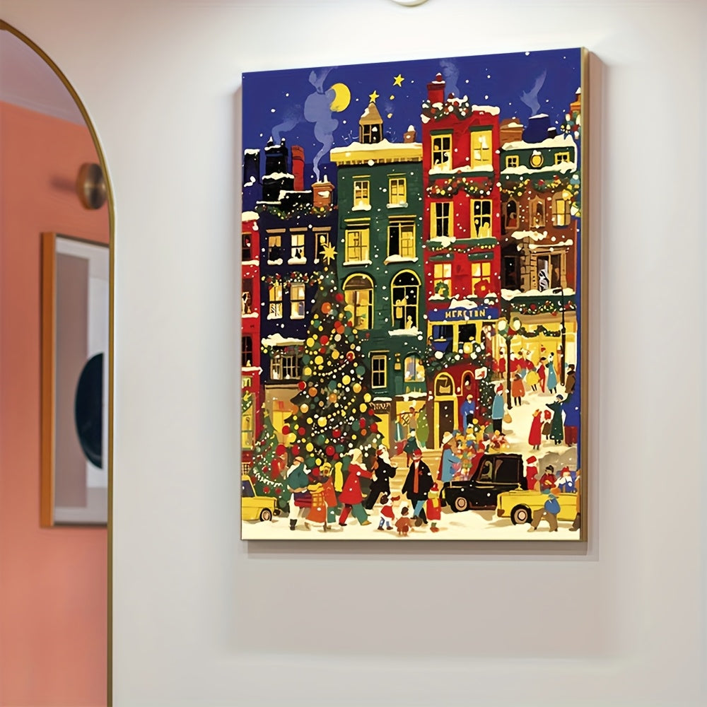 Christmas Town Street Scene Painting Set - Ideal Gift and Home Decor