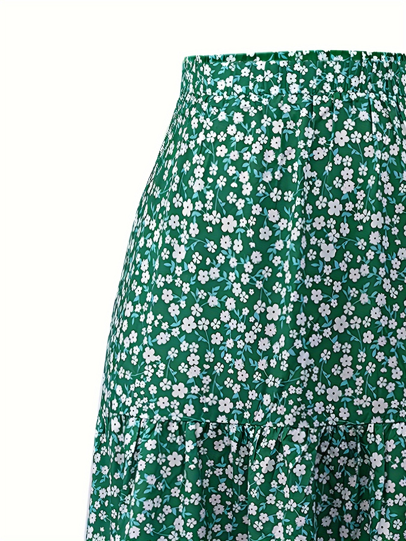 Women's Plus Ditsy Floral Print Smock Maxi Skirt