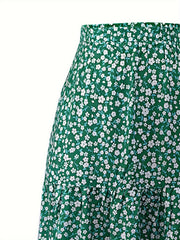 Women's Plus Ditsy Floral Print Smock Maxi Skirt