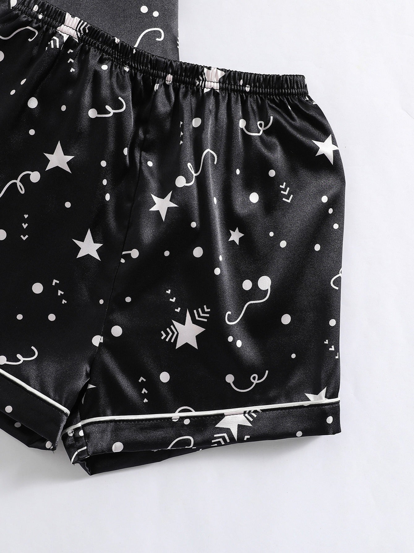 Girls Star Print Satin Pajama Set