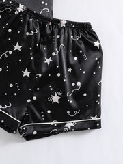 Girls Star Print Satin Pajama Set