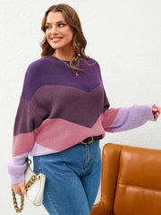Colorblock Round Neck Sweater