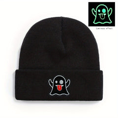Halloween Ghost Bunny Hat Knitted Skulls Beanie for Parties