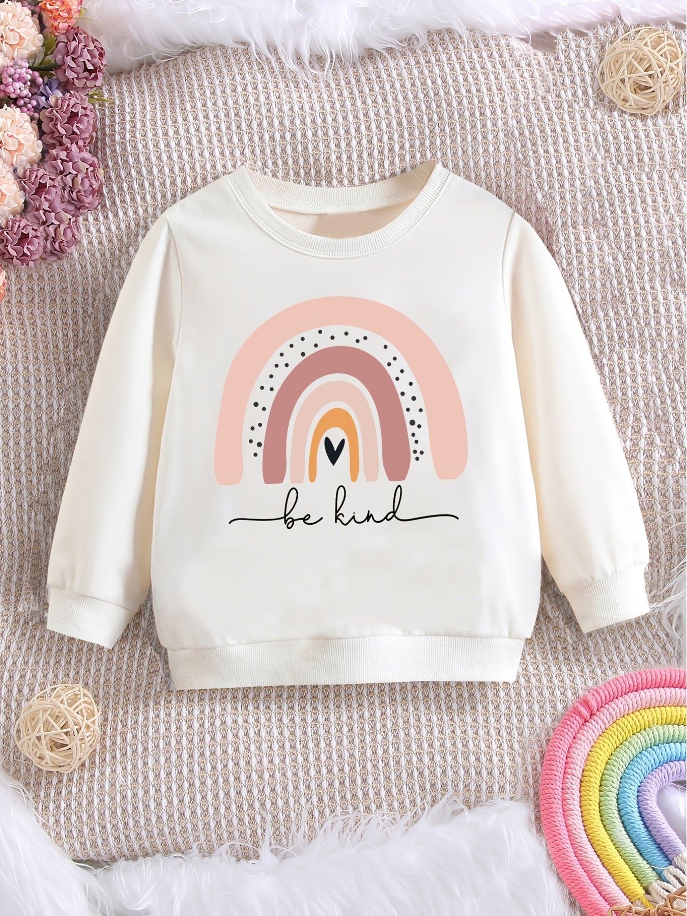 Girls Rainbow be Kind Print Sweatshirt