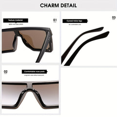 Flat Top Sunglasses Oversized Square Frame Gradient Lens UV400