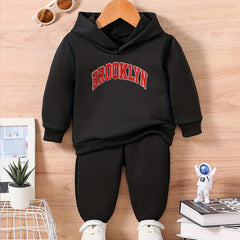 Letter Print Hoodie Pants Kids Outfit