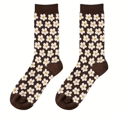 6 Pairs Women's High Cotton Mid Calf Socks for Autumn/Winter