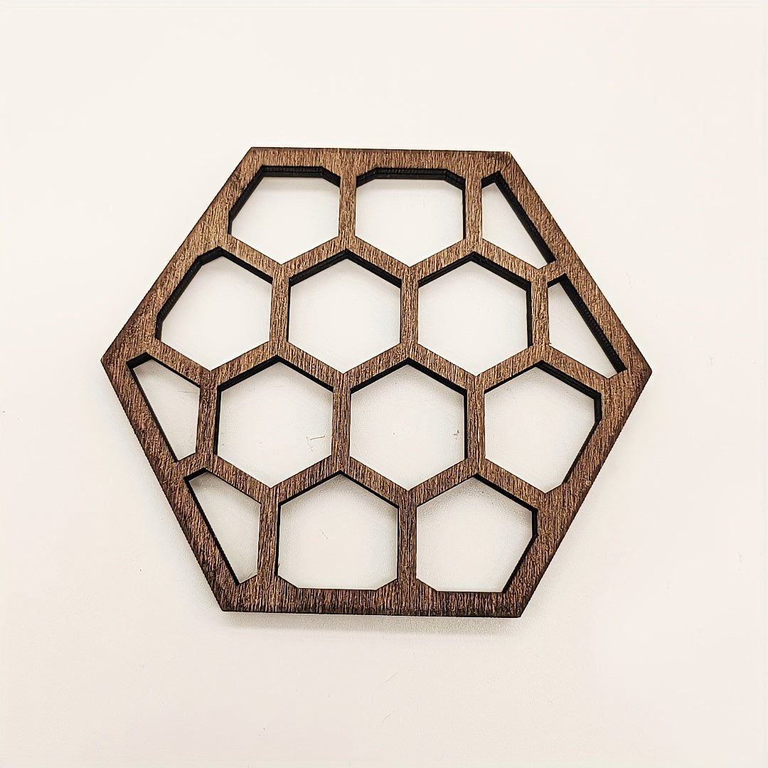 Honeycomb Bee Wooden Ornament Creative Honeycomb Coaster Pendant Crafts