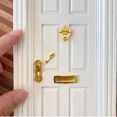 Dollhouse Metal Door Accessories 1:12 Scale Lock, Key, Knob, Newspaper Slot