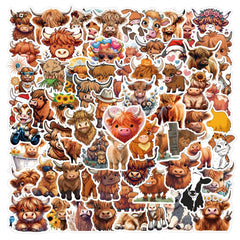 Highland Cow Stickers Vintage Vinyl Decals for Laptops Phones Cars Bikes