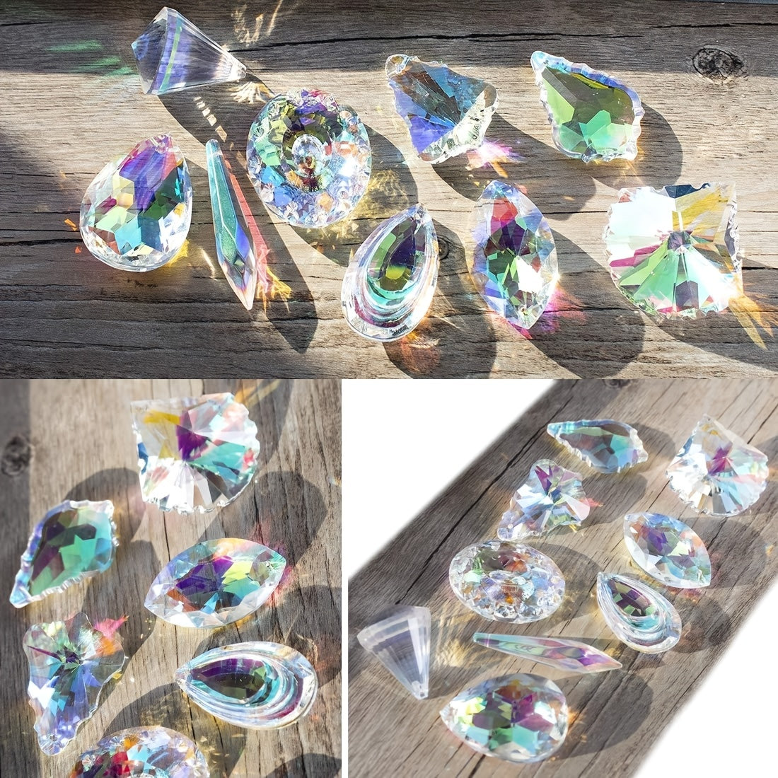 10pcs Colorful Crystal Chandelier Light Drops Pendants Prisms Hanging