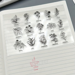 Transparent Plant Silicone Stamp for DIY Handbook Seal