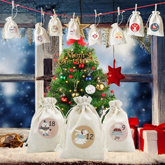 Christmas Cotton Drawstring Bag Gift Storage Bag Hanging Bag