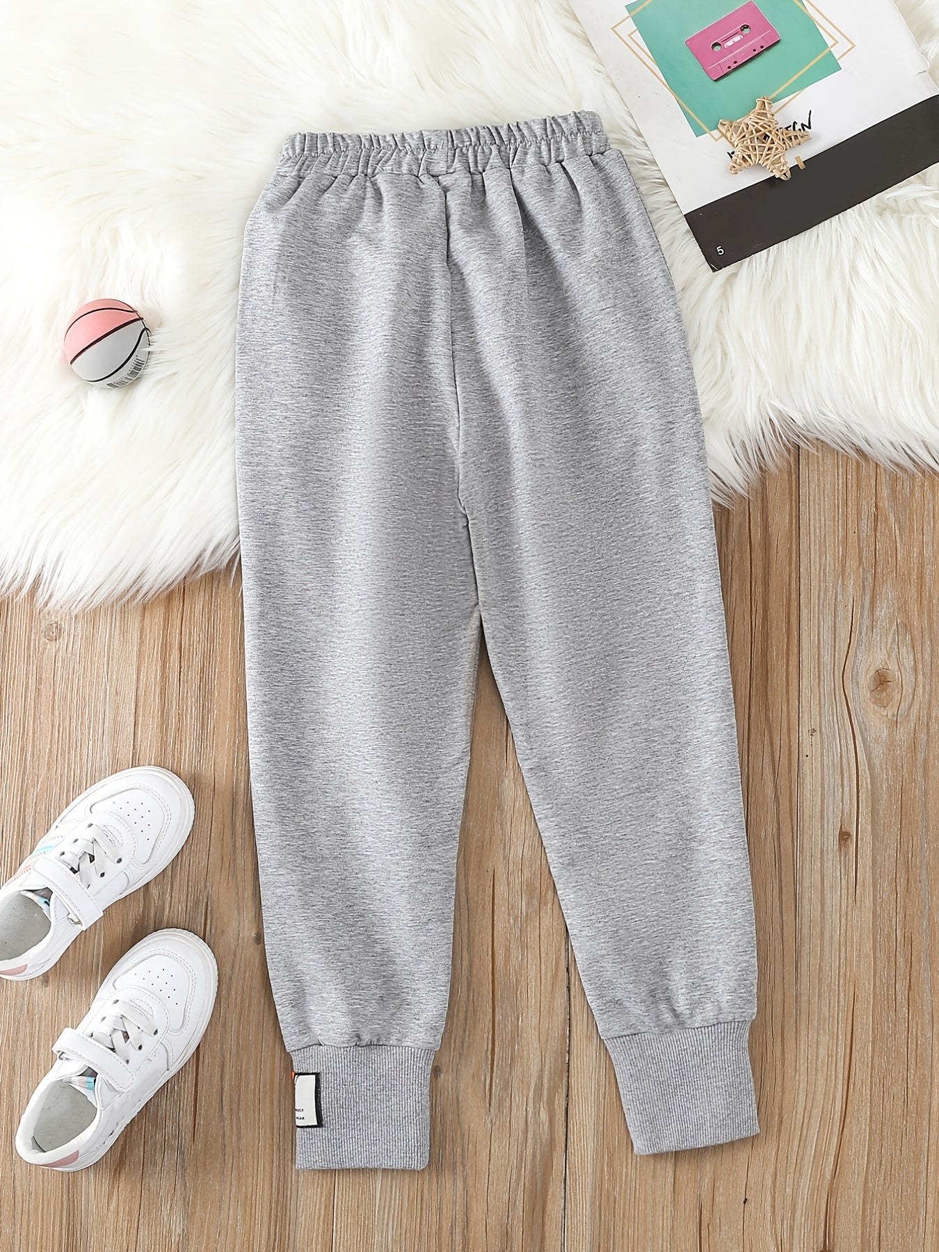 Girls Active Sweatpants with Heart Print