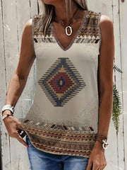 Women's Western Tank Top Geometric Print V Neck