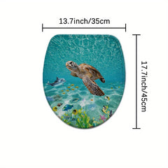 Sea Turtle Shower Curtain Set with Bathroom Rug and Toilet Lid Cover
