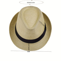 Men's Straw Hat Jazz Hat Summer Sunshade Straw Hat Outdoor Sun Hat