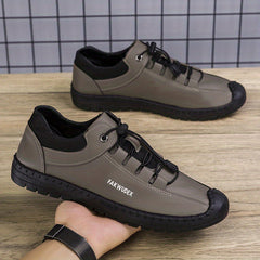 Men's No Tie Microfiber Leather Sneakers Casual Walking Shoes