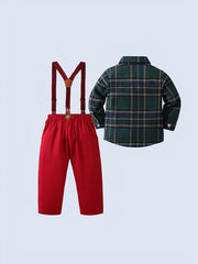 2pcs Baby Boys Gentleman Suit Blazer with Bow Bib Pants