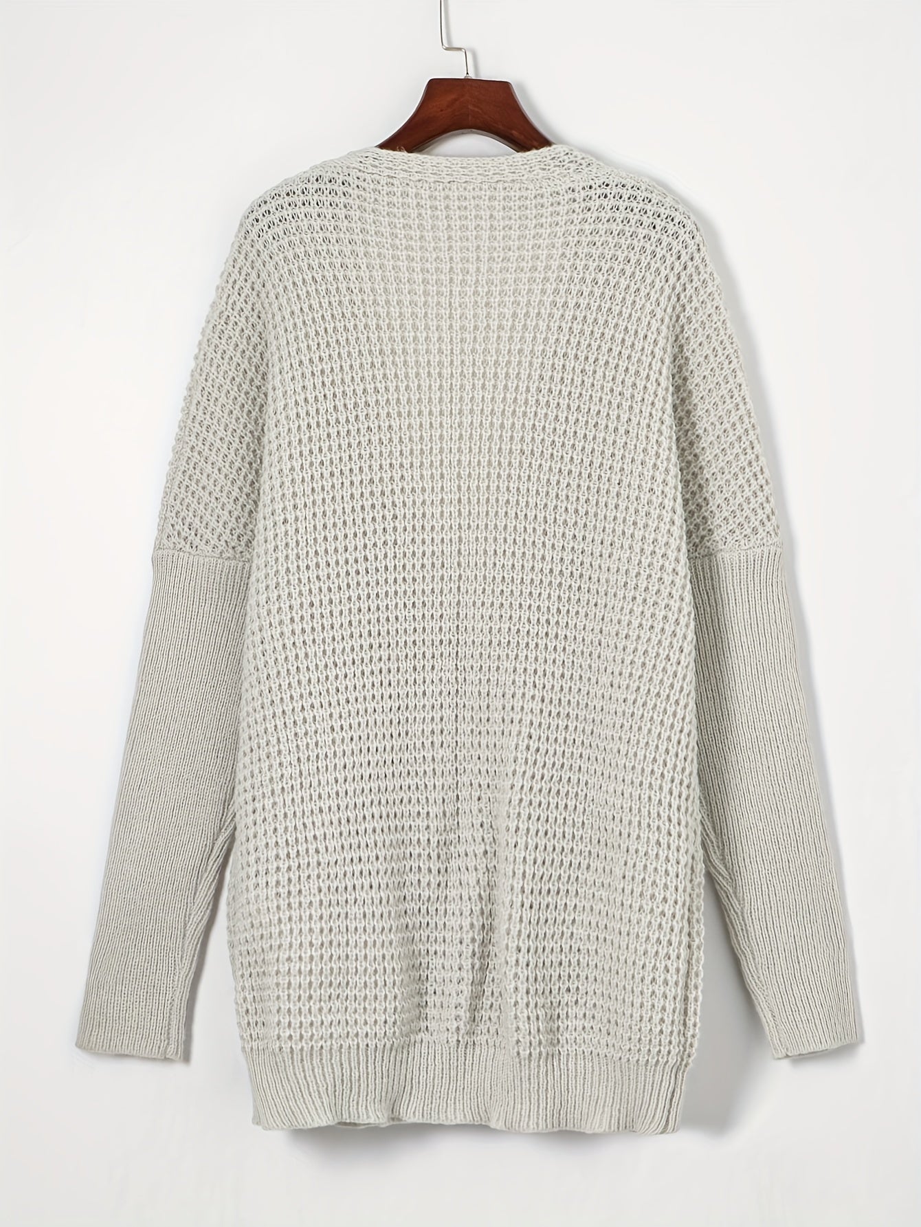 Solid Chunky Drop Shoulder Long Sleeve Open Front Cardigan