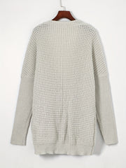 Solid Chunky Drop Shoulder Long Sleeve Open Front Cardigan