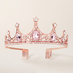 Pink Rhinestone Baroque Crown Hairband Headband Party Favor Decorations