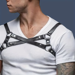 Men's PU Leather Body Chest Belt Harness for Party Costume Club