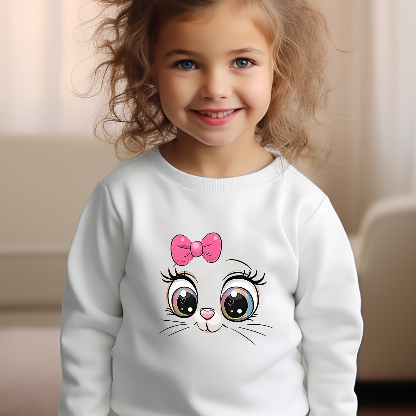 Girls Eye Pattern Crew Neck Sweatshirt For Spring Fall Christmas Gift