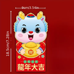 6 Dragon Zodiac Red Envelopes 3D Chinese Year Patterns Year Bag