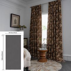 Rustic Coffee Flowers Curtain with Tassels