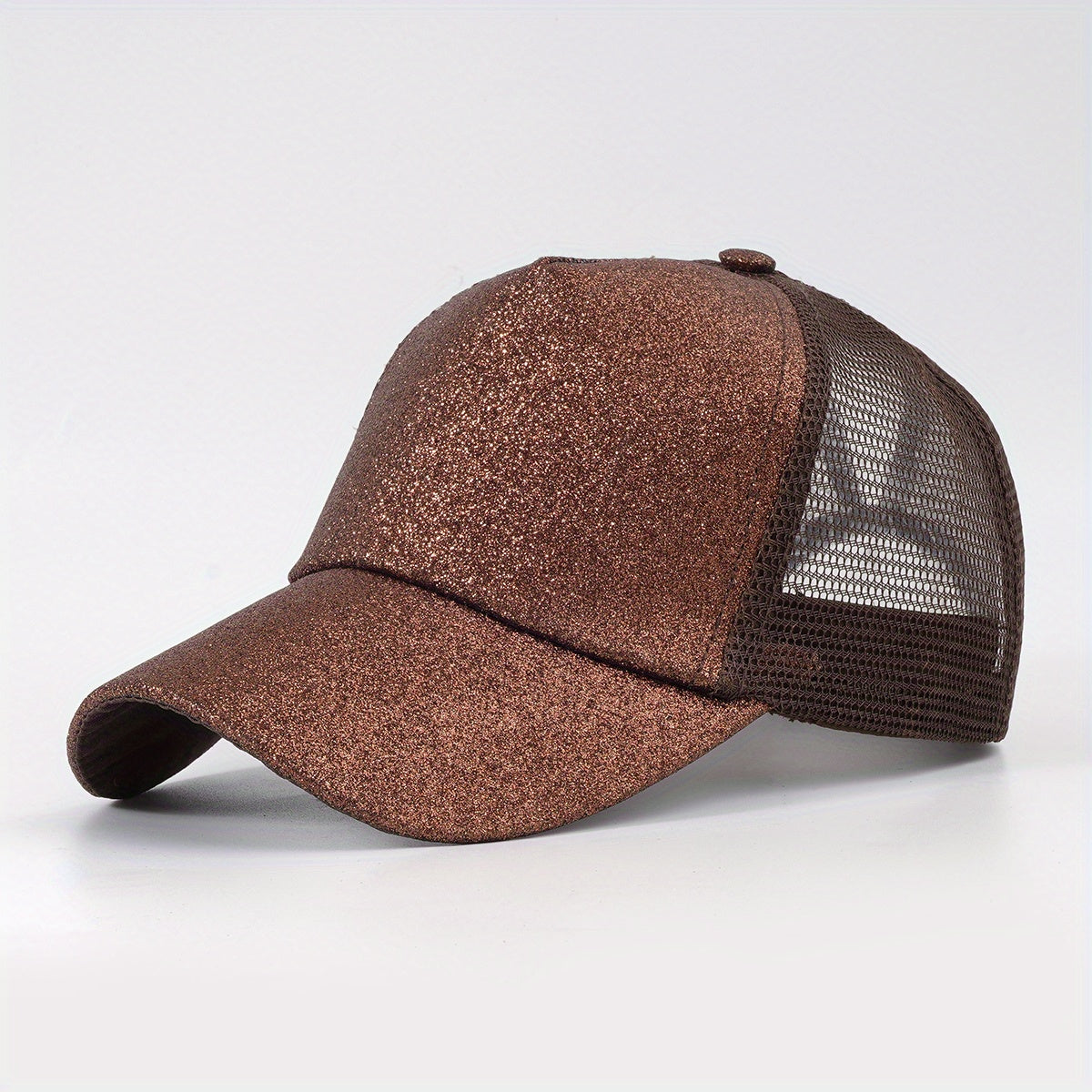 Glitter Ponytail Trucker Hat Solid Fluorescent Baseball Cap Mesh Sunshade