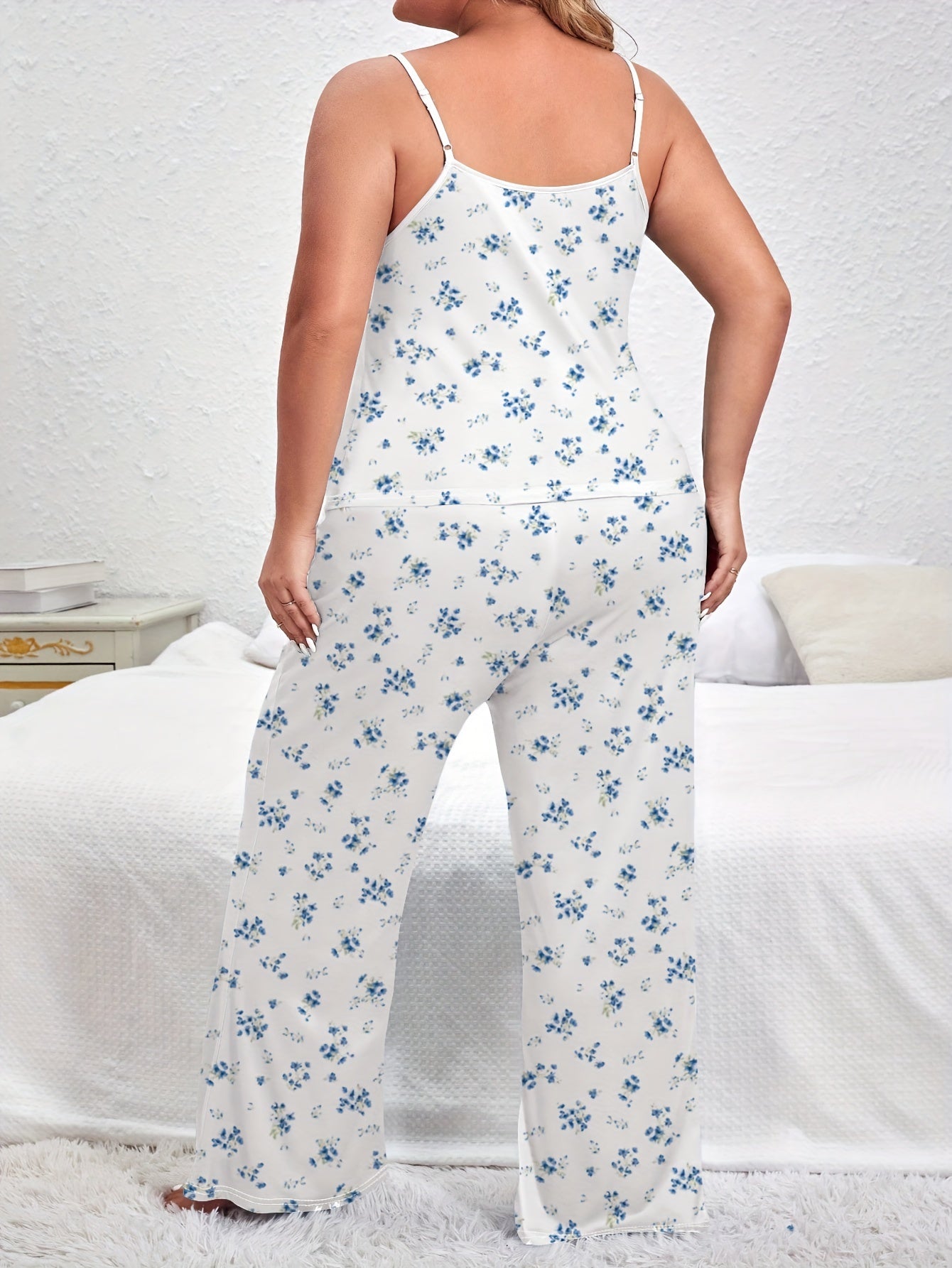 Boho Pajamas Set Ditsy Floral Cami Top & Pants Two Piece