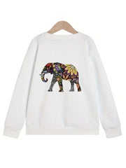 Floral Elephant Girls' Sweatshirt Pullover for Fall Winter