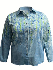 Floral Print Button Up Long Sleeve Blouse