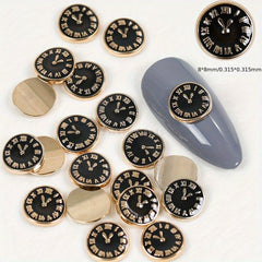 10pcs Alloy Clock Nail Art Charms Flat Back DIY Nail Salon Accessories