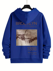 Graphic Print Kangaroo Pocket Hoodie Long Sleeve Hoodies
