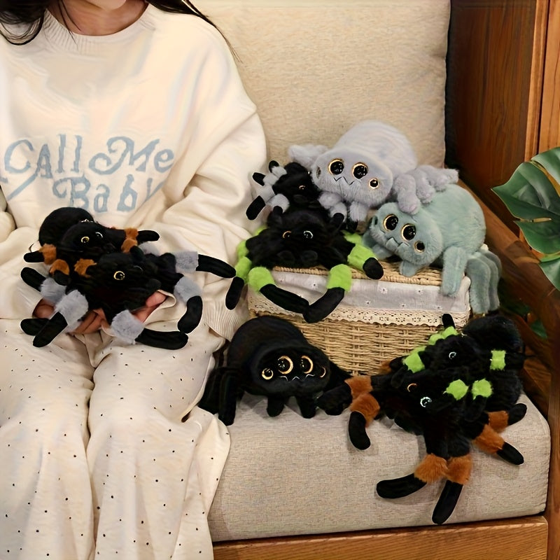 Halloween Spider Plush Toy with Expressive Eyes