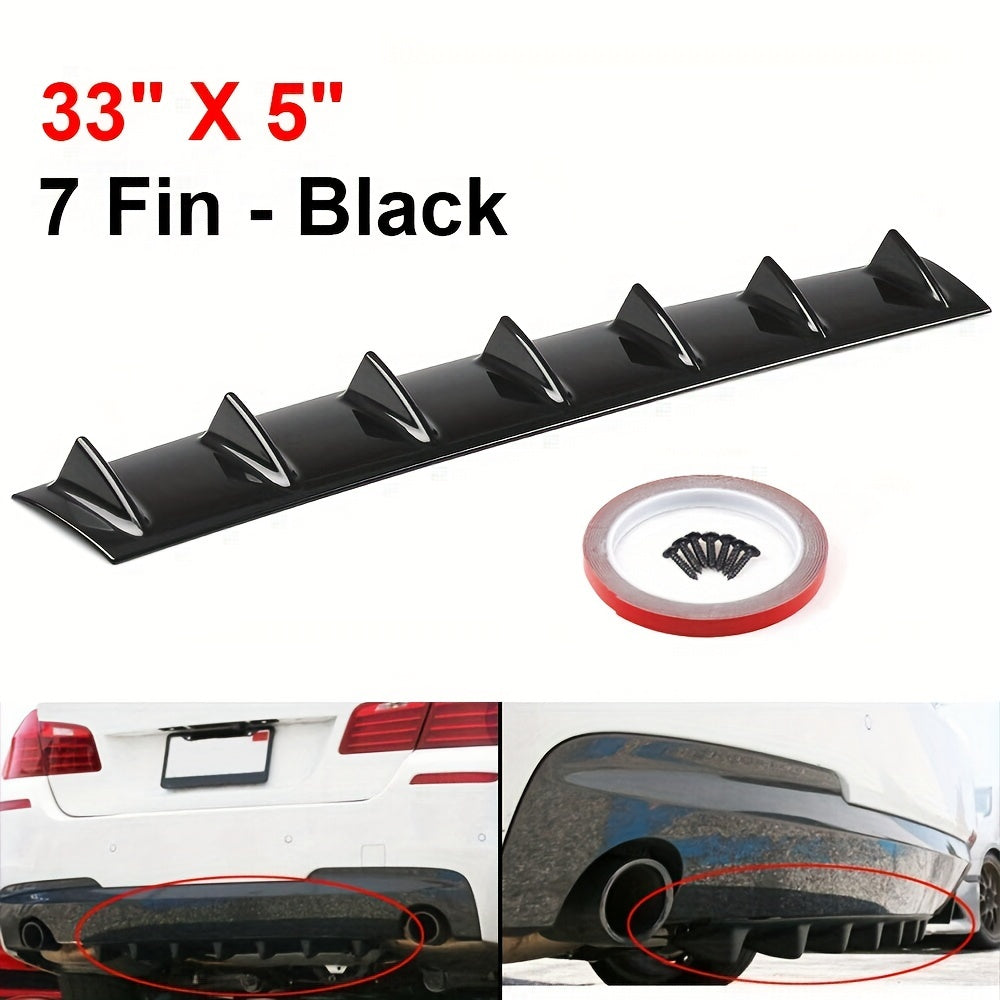 Universal Car Rear Bumper Lip 7 Fin Shark Fin ABS Diffuser Bright
