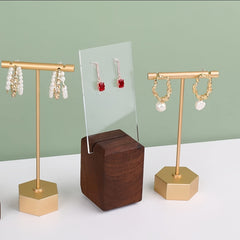 Golden Metal Earring T Bar Stand Retail Display Holder