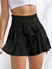Lace Up Smocked Shorts for Women