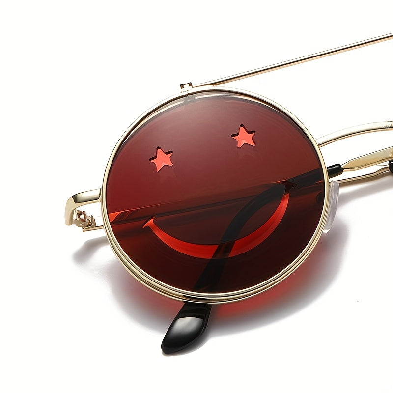 Retro Smile Face Sun Protection Sunglasses for Boys Girls Teens
