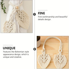 Gray Macrame Tassel Beaded Curtain Tiebacks