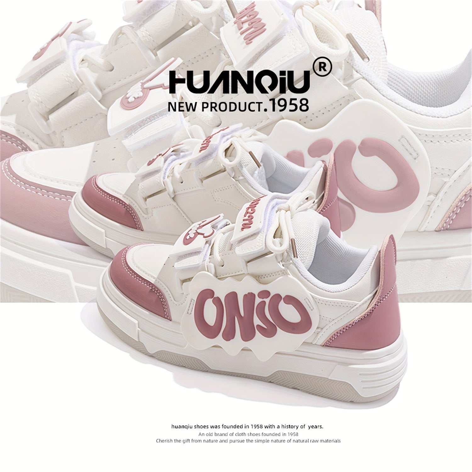 Women's Rabbit & Letter Pattern Skate Shoes Thick Sole Casual Sneakers
