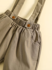 Boy's Stylish Gentleman Outfit Short Sleeve Tie Shirt & Bib Pants Set
