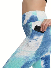Tie Dye Leggings With Pocket High Waist Fitness Yoga Pants