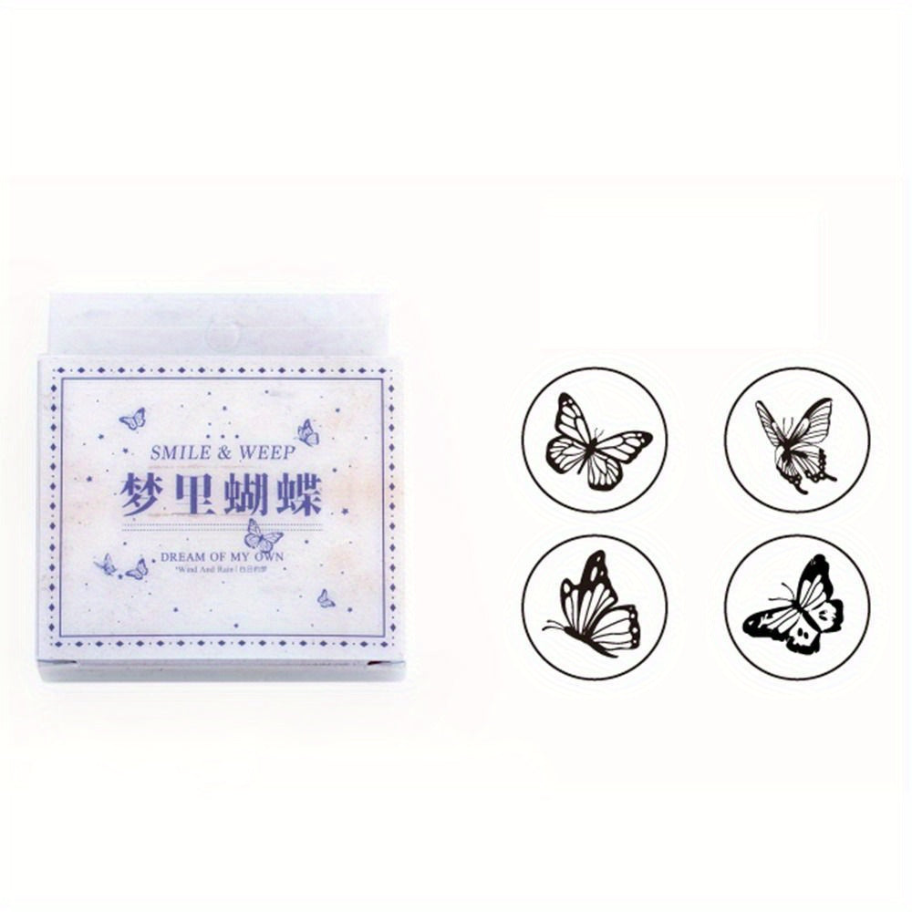 4pcs Wooden Rubber Stamps Plant Flowers Leaf Butterflies Pattern Seal DIY