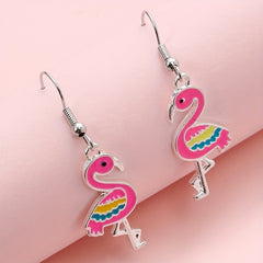 Cartoon Flamingo Earrings Holiday Party Girls Accessories